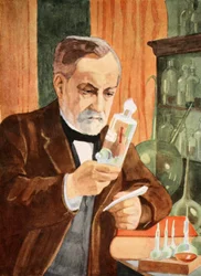 Pasteur in zijn laboratorium